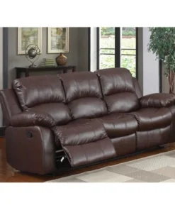 Home Elegance 9700BRW-3 Cranley Double Reclining Sofa in Brown