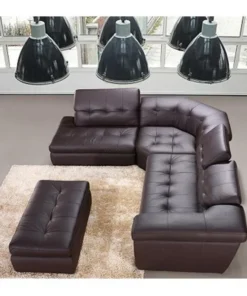 J&M Furniture J & M Furniture 175442911-RHFC 397 Italian Leather Sectional Chocolate Color in Right Hand Facing