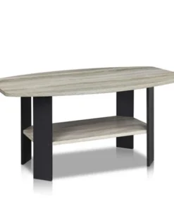 Furinno Simple Design Coffee Table; Oak Grey & Black - 16.25 x 35.5 x 21.5 in.