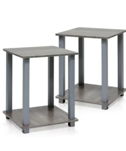 Furinno Simplistic End Table; French Oak Grey - 19.6 x 15.6 x 15.6 in. - Set of 2
