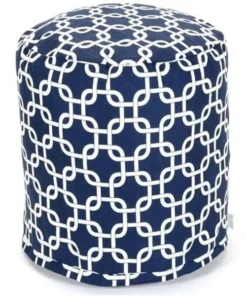 Majestic Home Goods Majestic Home Navy Blue Links Small Pouf