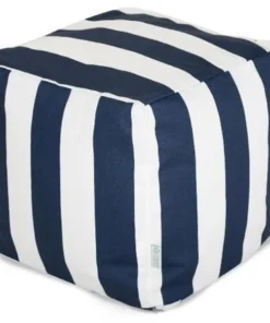 Majestic Home Goods Majestic Home Navy Blue Vertical Stripe Small Cube