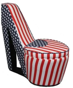 ORE International HB4565 Patriotic Blue Star High Heels Storage Chair