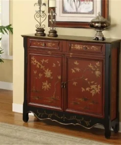 Powell 246-331 Red Oriental 2 Door Console