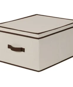Household Essentials 515 Jumbo Storage Box TC Canvas All Natural with Brown Trim