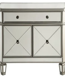 Elegant Decor Silver / Clear 32in. Wide 2 Door Chest from the Danville Collection
