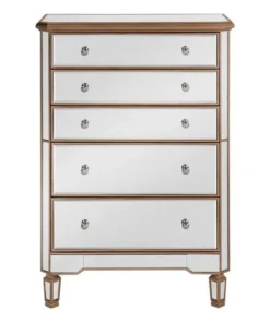 Elegant Decor 5 Drawer Cabinet 33 In. X 16 In. X 49 In. In Gold Paint