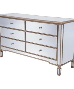 Elegant Decor 6 Drawers Cabinet 60 In. X 20 In. X 34 In. In Gold Paint