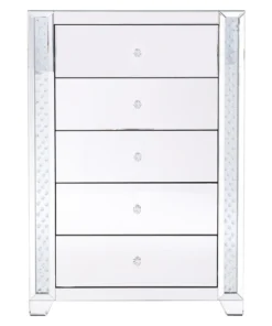Elegant Decor 34 In. Clear Crystal Mirrored Five Drawer Cabinet