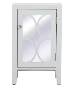 Elegant Decor 18 Inch Mirrored Cabinet In White