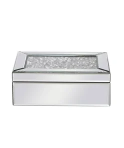 Elegant Decor 10 Inch Rectangle Crystal Jewelry Box Silver Royal Cut Crystal