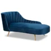 Baxton Studio Kailyn Glam and Luxe Navy Blue Velvet Fabric and Gold Finished Chaise