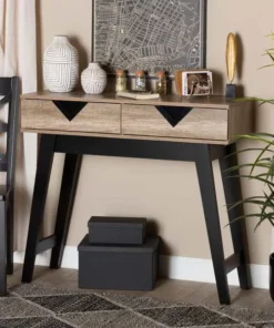 Baxton Studio Wales ModernLight Brown Finished Wood 2-Drawer Console Table