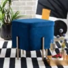 Baxton Studio Aleron Glam and Luxe Navy Blue Velvet Upholstered and Gold Finished Metal Storage Ottoman