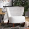 Baxton Studio Cabrera Modern & Contemporary White Boucle Upholstered and Walnut Brown Finished Wood Accent Chair