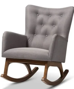 Baxton Studio Waldmann Grey Upholstered Rocking Chair