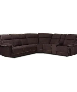 Baxton Studio Sabella Light Brown Upholstered 7-Piece Reclining Sectional