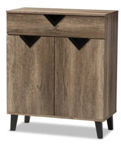 Baxton Studio Wales Modern Light Brown Wood Shoe Storage Cabinet