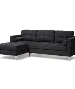 Baxton Studio Mireille Modern Dark Grey Upholstered Sectional Sofa