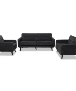 Baxton Studio Carina Dark Grey Upholstered 3-Piece Living Room Set