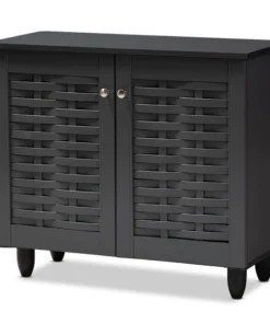 Baxton Studio Winda Dark Gray 2-Door Wooden Entryway Shoe Storage Cabinet