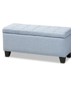 Baxton Studio Fera Light Blue Upholstered Storage Ottoman