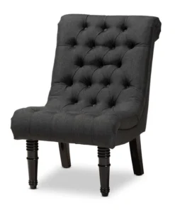 Baxton Studio Barthe Gray Upholstered Accent Chair with Rolled Back