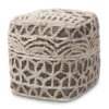 Baxton Studio Avery Beige and Brown Handwoven Cotton Pouf Ottoman