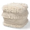 Baxton Studio Bartow Beige Handwoven Cotton Pouf Ottoman