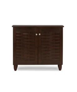 Baxton Studio Winda 2-Door Dark Brown Wooden Entryway Shoes Storage Cabinet
