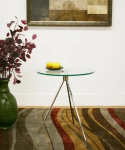 Baxton Studio Triplet Round Glass Top End Table With Tripod Base