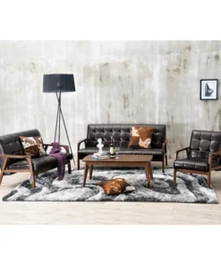 Baxton Studio Mid-Century Masterpieces 3PC Sofa Set-Brown