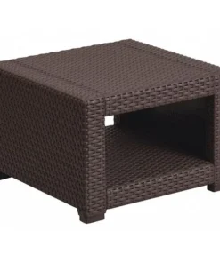 Flash Furniture Square End Table, Faux Rattan, Chocolate, 22" W, 22" L, 15.25" H, Resin Top, Brown