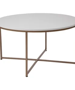 Flash Furniture Round Coffee Table, 35.5" W, 35.5" L, 19.25" H, Laminate Top, White