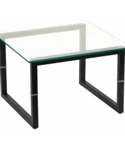 Flash Furniture Square End Table, 23.625" W, 23.625" L, 15.5" H, Glass Top, Clear