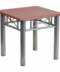 Flash Furniture Square End Table, 21" W, 21" L, 19.75" H, Laminate Top, Red
