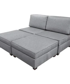 Duobed King Sleeper Sofa with Storage, Grey Performance Fabric