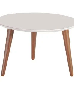 Manhattan Comfort Round Moore 23.62" Round Mid-High Coffee Table in Off White, 23.62 W, 23.62 L, 14.96 H, Off White