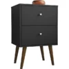 Manhattan Comfort Nightstand, Mid Century, Black