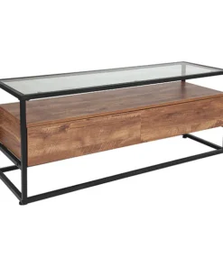 Flash Furniture Glass Coffee Table, Cumberland Rustic