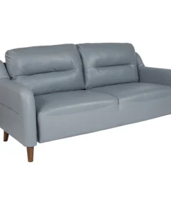 Flash Furniture Newton Hill Upholstered Bustle Back Sofa, Gray Leather