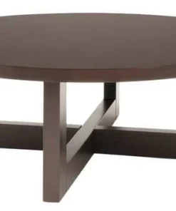 Regency Round Coffee Table, 37" W, 13" H, Wood Veneer Top, Mocha Walnut