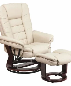 Flash Furniture Ottoman, 32" to 40" x 41", Upholstery Color: Beige