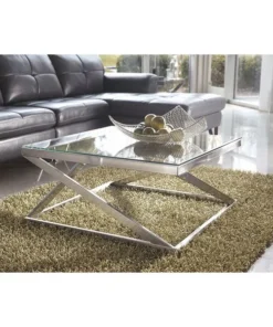 Flash Furniture Square Cocktail Table By Ashley Coylin, 34.125" W, 34.125" L, 16.38" H, Glass Top, Clear