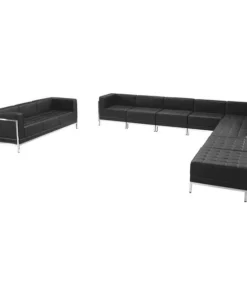 Flash Furniture 10 pcs. Black Leather Reception Set, Imagination Series