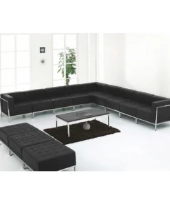 Flash Furniture 12 pcs. Black Leather Reception Set, Imagination Series
