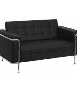 Flash Furniture Loveseat, 33" x 32-1/4", Upholstery Color: Black