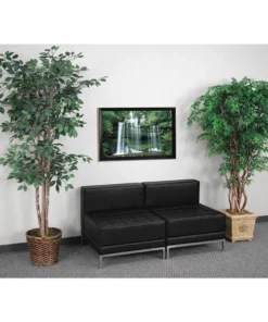 Flash Furniture Living Room Set, 28-3/4" x 27-1/4", Upholstery Color: Black