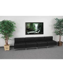 Flash Furniture Living Room Set, 28-3/4" x 27-1/4", Upholstery Color: Black, Number of Compartments: 4