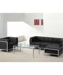 Flash Furniture 5 pcs. Black Leather Reception Set, Imagination Series, Number of Compartments: 4